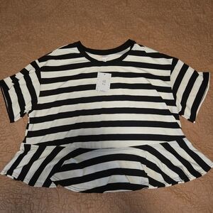 LuLaRoe Black and White Striped June Tee